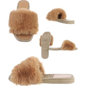 Givana Fluffy muiltjes - slippers camel 40
