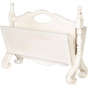 Clayre & Eef Tijdschriftenhouder 55x25x44 cm Wit Hout Rechthoek Lectuurbak