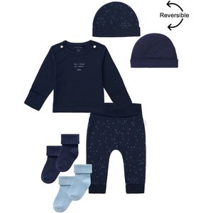 Noppies - Kledingset - 5 delig - Broek Nicea Donkerblauw - Shirt Neisse Donkerblauw - Muts Navar - 2 paar sokjes - Maat 44