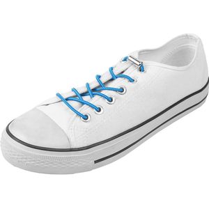 Ronde schoenveters met draaisluiting | Elastische veters | Kleur: Blauw / Wit | Lengte: 100cm