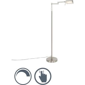 QAZQA notia - Moderne Dimbare LED Vloerlamp | Staande Lamp met Dimmer - 1 lichts - H 146 cm - Staal - Woonkamer | Slaapkamer | Keuken