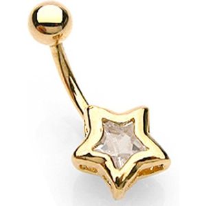 Navelpiercing ster gold plated 14kt.