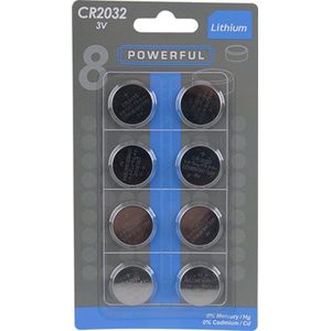3V CR2032 Powerfull Lithium  Batterijen - 8 stuks