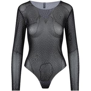 LingaDore - Sparkle Body - Zwart - Transparante Mesh - Aansluitende Pasvorm