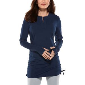 Coolibar - UV-zwemshirt voor dames - Hokulani Ruche - Effen - Navy - maat S