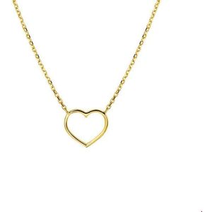 The Fashion Jewelry Collection Ketting Hart 42 + 2 cm - Geelgoud