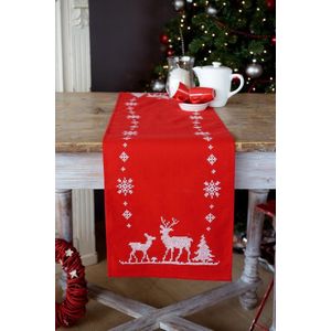 Tafelloper Kerst met herten borduren (pakket)