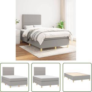 The Living Store Boxspringbed - Moderne lichtgrijze stoffen bekleding - Pocketvering matras - Middelharde ondersteuning - Huidvriendelijk topmatras - Inclusief montagehandleiding - Afmetingen- 203 x 120 x 118/128 cm - The Living Store