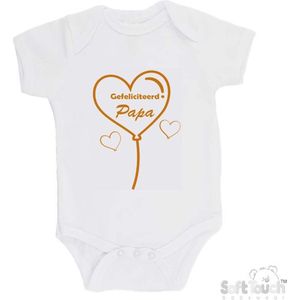100% katoenen Romper met Tekst ""Gefeliciteerd Papa..."" - Wit/tan - Felicitatie Zwangerschap aankondiging - Zwanger - Pregnancy announcement - Baby aankondiging - In verwachting