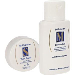 Sulfoderm Combinatie Teint Gezichtspoeder en Douchelotion - bij vette huid en puistjes