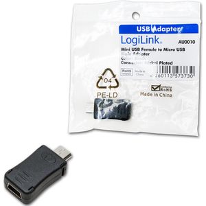 LogiLink AU0010 verloopstekker Micro USB Mini USB Zwart