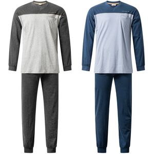 Gentlemen - 2 heren pyjama's 411911 - all season pyjamasets - donkerblauw en grijs - maat L