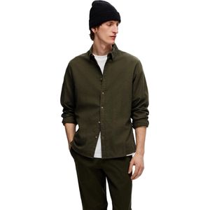 Selected Homme Heren Overhemd SLHSLIMOWEN-FLANNEL slim fit Groen L Volwassenen