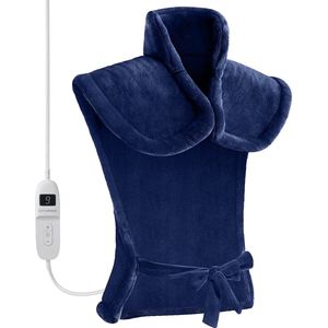 Seranova Verzwaard Elektrisch Warmtekussen voor Rug, Schouders en Nek - Heating Pad - Verwarmingskussen - 1.3KG - 100w - Blauw