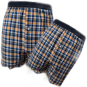 Embrator 2-stuks mannen Boxershorts geweven katoen kobalt/oranje 3XL