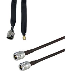 DrPhone HPC1 – LMR 400 Helium Hotspot Antennekabel – 5 Meter - N Type (Female) naar N Type (Female) + DrPhone Platte (SMA Male naar N-Type Male Coaxiale Kabel – Zwart