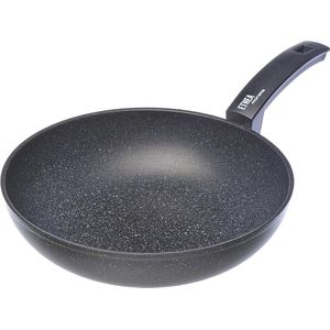 28 cm Wok - Aluminium - Zwart - Antiaanbaklaag - Makkelijk Schoon te Maken