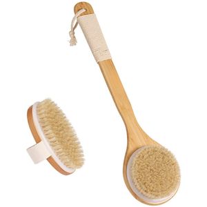 Goodivery® - Dry Brush - Set Van 2 Rugborstels - Droge Borstel - Badborstel Met Lange Steel - Lichaamsborstel - Saunaborstel Voor Scrubben En Massage