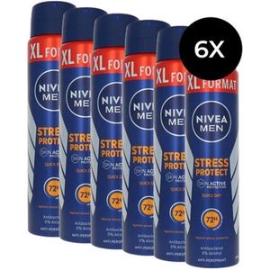 Nivea Deospray Men – Stress Protect - XL - 6x250 ml - Voordeelverpakking