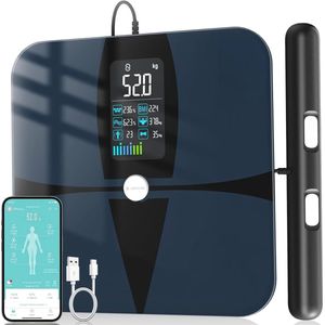 Lichaamsvetweegschaal met Lichaamsanalyse App – Nauwkeurige Metingen van Lichaamsvet, Spiermassa en BMI voor 24 Gebruikers