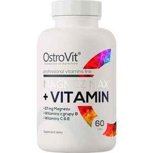 OstroVit - Magnesium MAX + Vitamin - 60 tablets - Magnesium - B vitaminen - Vitamine C - Vitamine E - Laboratory-confirmed quality