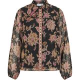 Vila - Blouse Vipraya O-neck - Zwart - Bloemenpatroon - Dames