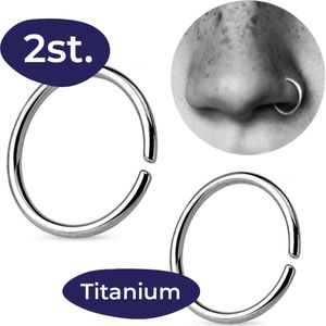 Fake Neuspiercing – Nep Piercing – Neusring – Septum - Helix – Ear Cuff - Ringetje – Helix – Oor – Lip – Neus - Festival Sieraden – Zilver – Hoop Ring - Zilverkleurige Piercings - 2 stuks