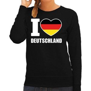 I love Deutschland supporter sweater / trui voor dames - zwart - Duitsland landen truien - Duitse fan kleding dames XL