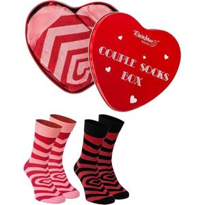 Rainbow Socks - Novelty sokken voor dames en heren - set van 2 paar sokken - Paren in Twee maten - Couple Socks Box - 2 paar