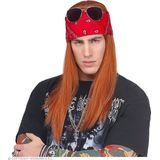 Widmann - Aso & Biker & New Kids Kostuum - Biker AXL Pruik Met Bandana En Zonnebril - Rood - Carnavalskleding - Verkleedkleding