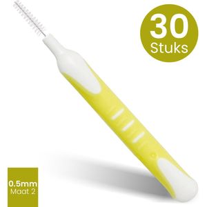 DEN-T PRO Interdentale Ragers - 30 stuks - 0.5mm maat 2 geel - Tandenragers – Antislip Handgreep – Mondhygiëne & Tandverzorging