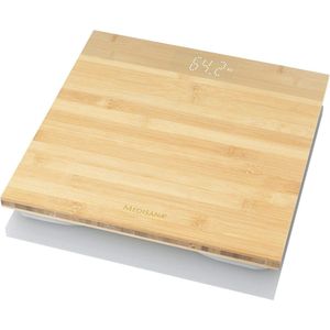 Digitale Bamboe Personenweegschaal tot 180 kg - Badkamerweegschaal met Automatische Uitschakeling en Onzichtbare LED-indicatie