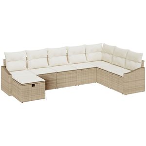 vidaXL - 8-Persoons - Tuin - Sofa - Set - met - Kussens - Beige - Poly - Rattan