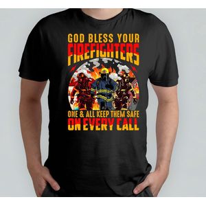 God bless your Firefighters - T Shirt - Firefighters - FireHeroes - BraveBrigade - RescueTeam - Brandweer - BrandHelden - MoedigeBrigade - Reddingsteam