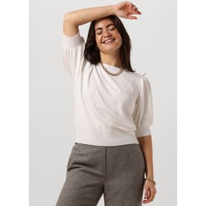 Gebreide Trui - Effen - Knitwear - Geribbelde Kraag - Pofmouwen