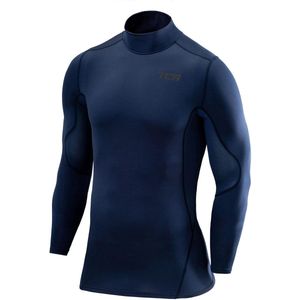 TCA Heren en Jongens SuperThermal Compressie Basislaag Voetbal Hardloop Top Lange Mouw Thermisch Ondershirt - Mock Neck - IJsblauw, XX-Large