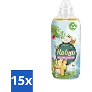 15 x Robijn - Kokos Sensation - Wasverzachter - Tropische Geur - 33 Wasbeurten - 825 ml - Wasverzachter Kokos - Kokos Geur - Wasverzachter Tropisch - Wasverzachter 33 Wasbeurten - Wasverzachter 825 Ml