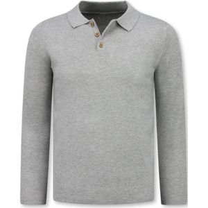 Trui Heren - Polo Shirt Heren Lange Mouw - 536 - Grijs
