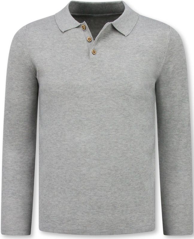 Trui Heren - Polo Shirt Heren Lange Mouw - 536 - Grijs