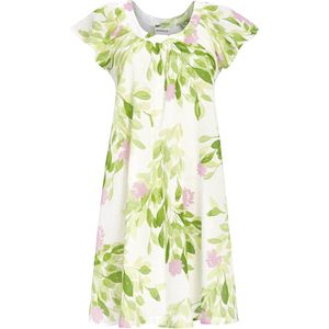 Voile nachthemd wit met bloemen - Wit - Maat - 36