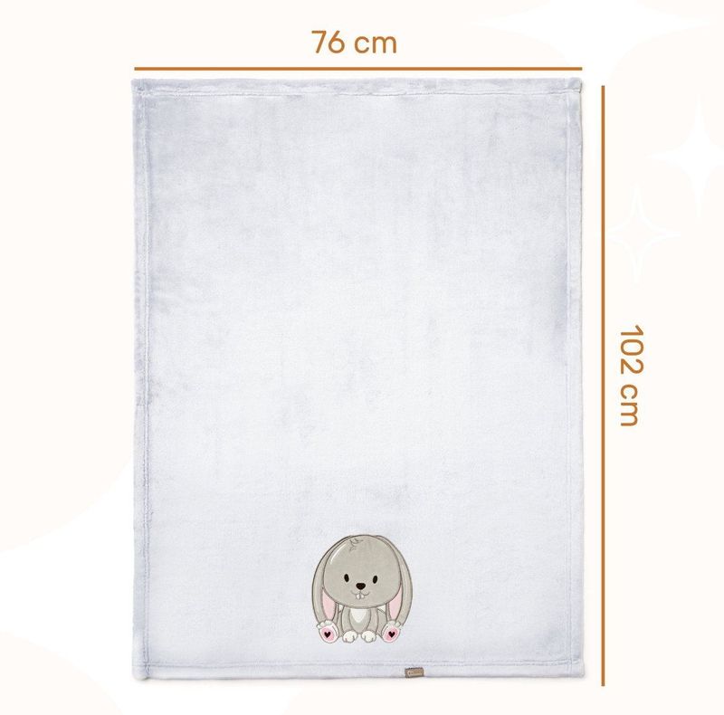 Be Mammy - BE20-168 - Kinderdeken - Lichtgrijs - Met 3D-applicatie