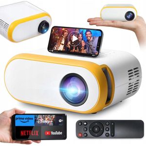 Draagbare Mini Beamer met WiFi – 3000 Lumen – Stream draadloos vanaf uw smartphone, tablet of laptop - geel