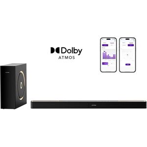 Soundbar – Home Cinema Speaker – Surround Geluidssysteem – TV Luidspreker – Dolby Atmos Soundbar – 3.1.2 Kanaals Surround – Krachtige Bass Met BassMX Technologie