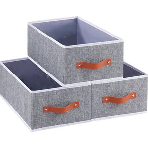 Opvouwbare opbergbakken - Organisatie stoffen opbergdozen - Grijs - 41 x 25 x 165 cm - Set van 3