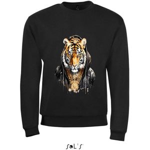 Sweatshirt 2-158an05 Tijger met gouden kettingen - xL