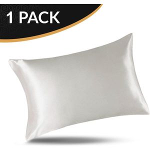 Satijnen Kussensloop 60X70 - Beauty kussensloop  - Anti Allergie Satijn Pillow - 1 Stuk Wit