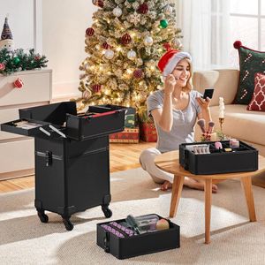 ApexArte® Kapperskoffer - Kapperstas - Visagie - Cosmetica Organizer - Zwart