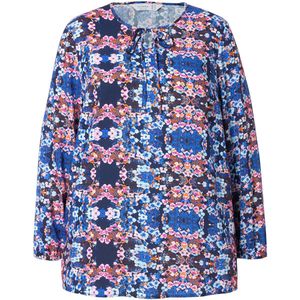 Angel of Style Angel of Style - Dames - Tuniek print all-over lange mouwen - Donkerblauw - Maat 42