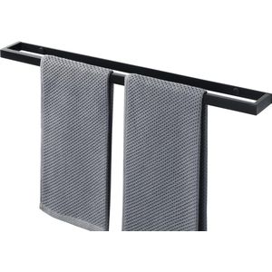 Badkamer Handdoekhouder Handdoekring Zwart Handdoekhouder Zonder Boren Roestvrij Staal SUS304, 60 CM Handdoekenrek Wandmontage Keuken