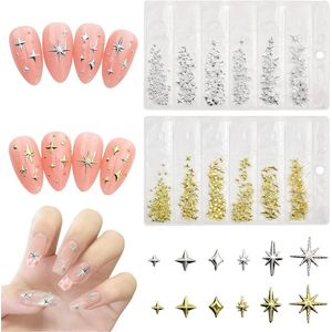 400 stuks 3D-stervormige nagelbedels voor nageldesign - Goudkleurige overlays